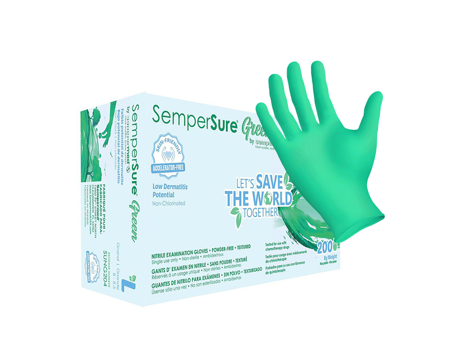 Green X-Free Accelerator Free Nitrile Exam Glove